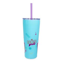Silver Buffalo - The Golden Girls Double-Walled Stainless Steel Tumbler With Straw | 22 Ounces - Blue