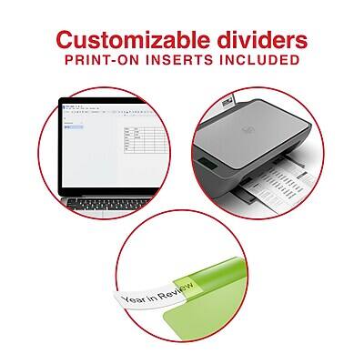 Customizable dividers  
PRINT-ON INSERTS INCLUDED  

Year in Review