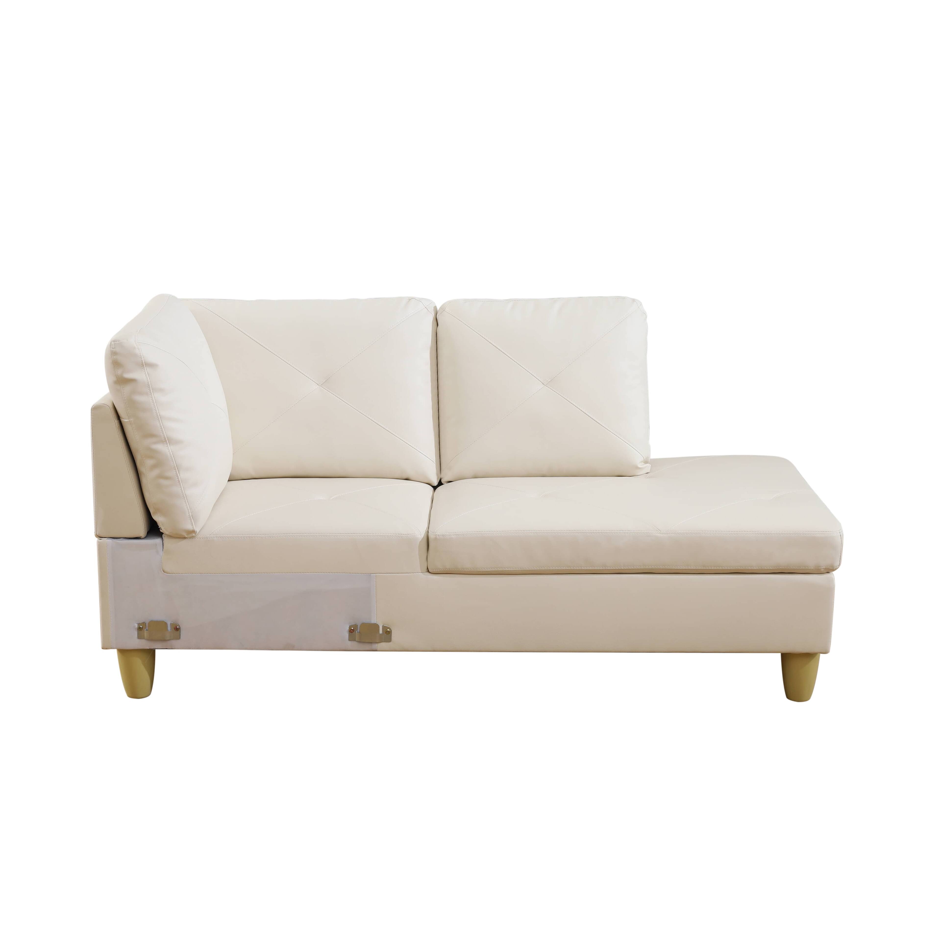 Alt View 6. Boyel Living - Premium Semi PU Upholstered Sofa Solid Wood Frame Double Spring with Right Chaise Lounge - Cream.