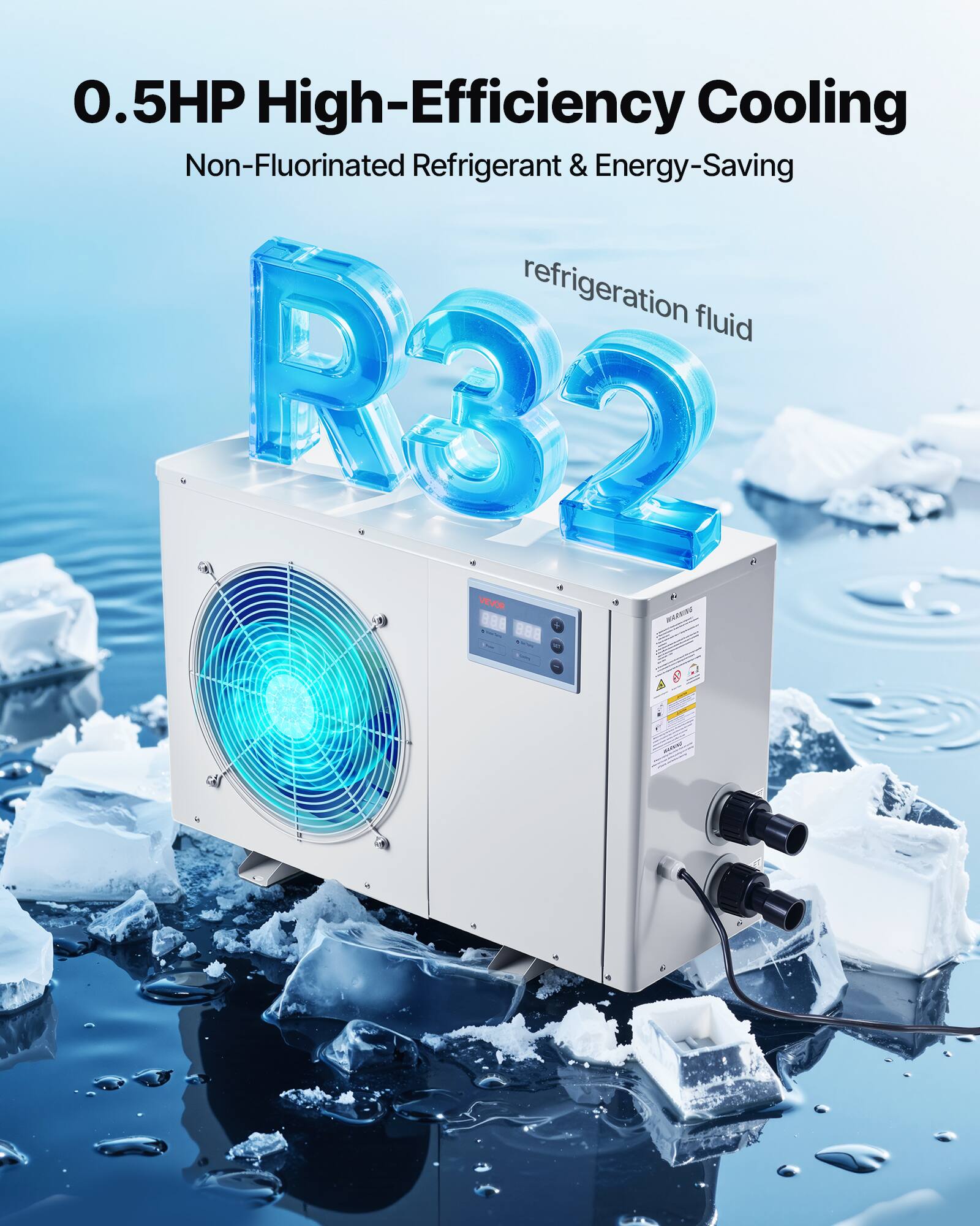 0.5HP High-Efficiency Cooling  
Non-Fluorinated Refrigerant & Energy-Saving  
Refrigeration fluid R32  

VEVOR B88 MR 888