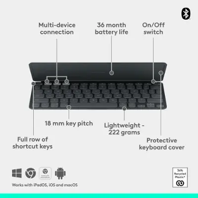 Logitech Keys To Go 2 Slim Portable Bluetooth Keyboard for Tablet Logitech Keys To Go 2 Slim Portable Bluetooth Keyboard for Tablet