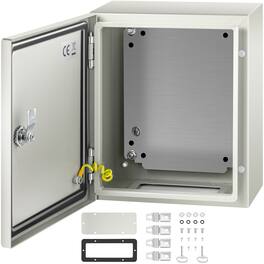 VEVOR - NEMA Steel Enclosure, 12 x 10 x 6 in, NEMA 4X Steel Electrical Box, IP66 Waterproof & Dustproof - Gray White