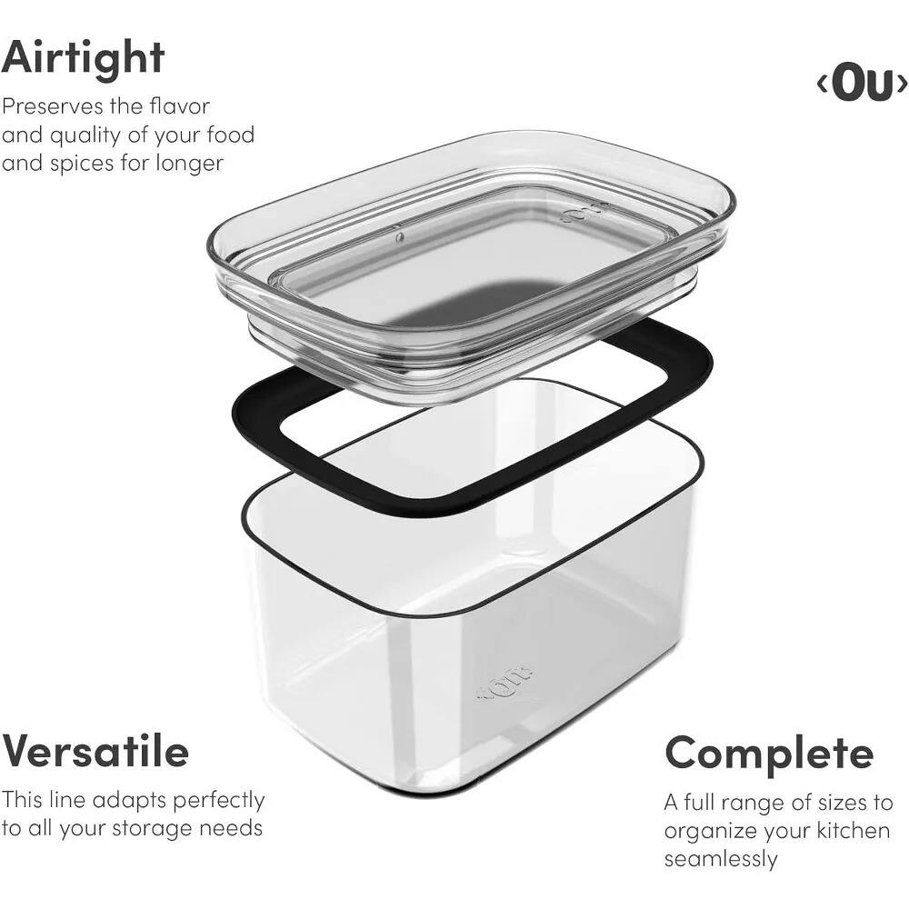 Airtight  
Preserves the flavor and quality of your food and spices for longer  

Versatile  
This line adapts perfectly to all your storage needs  

Complete  
A full range of sizes to organize your kitchen seamlessly