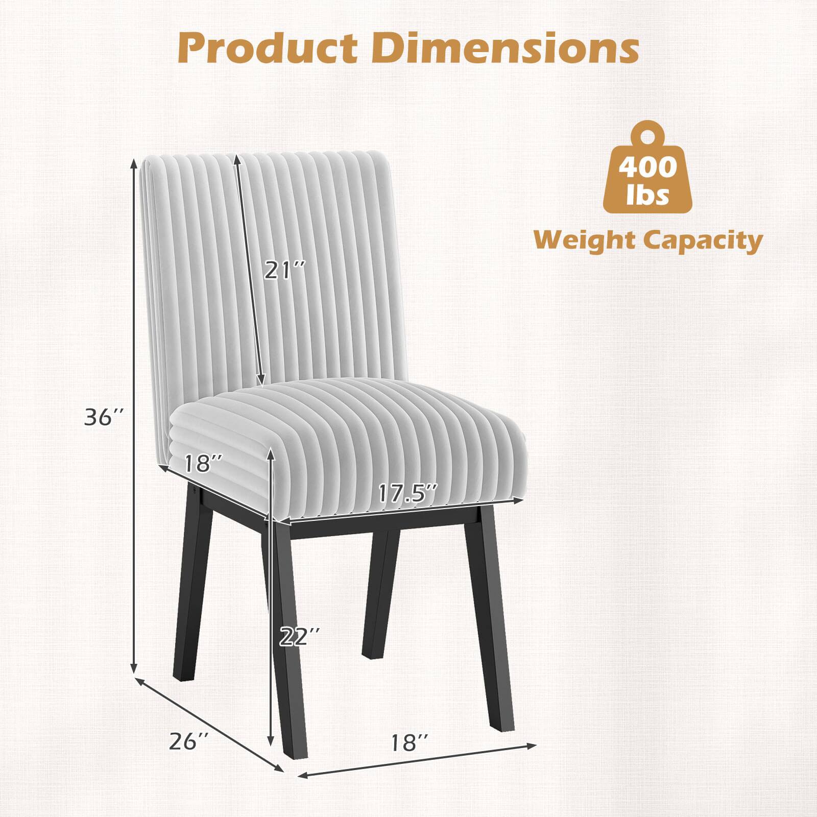 Product Dimensions  
Weight Capacity: 400 lbs  

Dimensions:  
- Height: 36"  
- Width: 18"  
- Depth: 26"  
- Seat Height: 17.5"  
- Back Height: 21"  
- Seat Width: 18"  
- Seat Depth: 22"