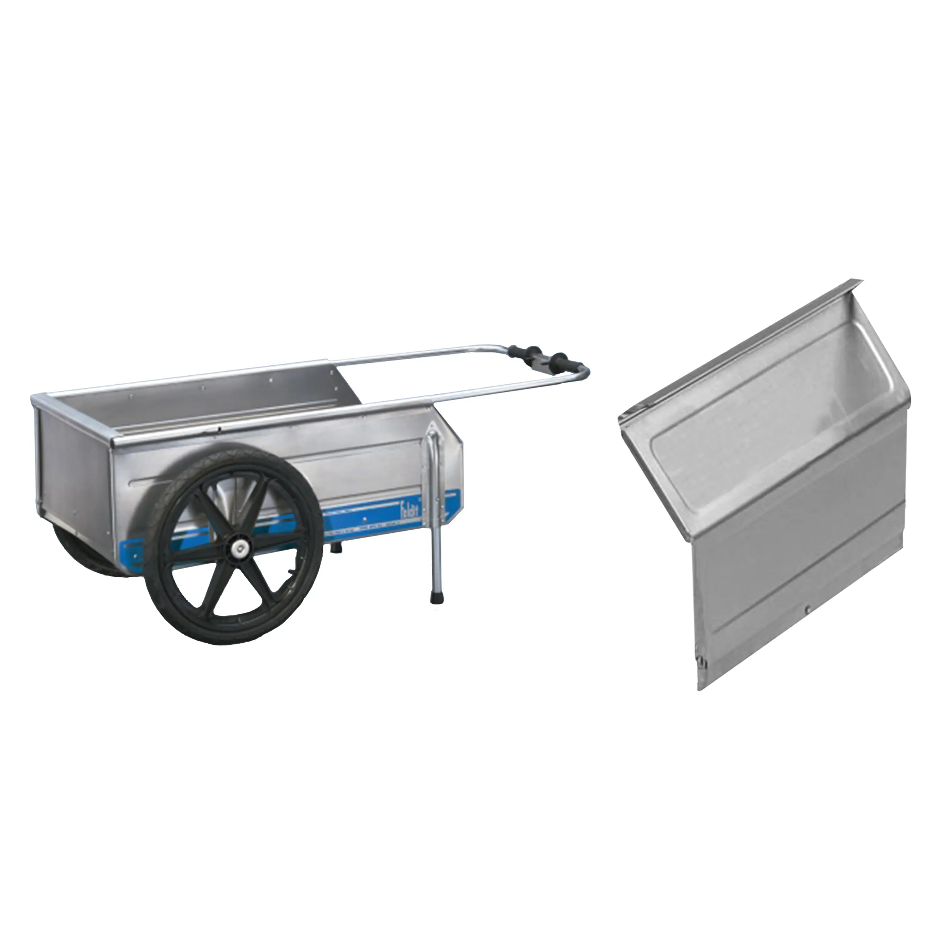 Front. Tipke Manufacturing Company - Tipke Manufacturing Company Foldit Folding Cart, Blue Stripe with Rear Gate - Silver.