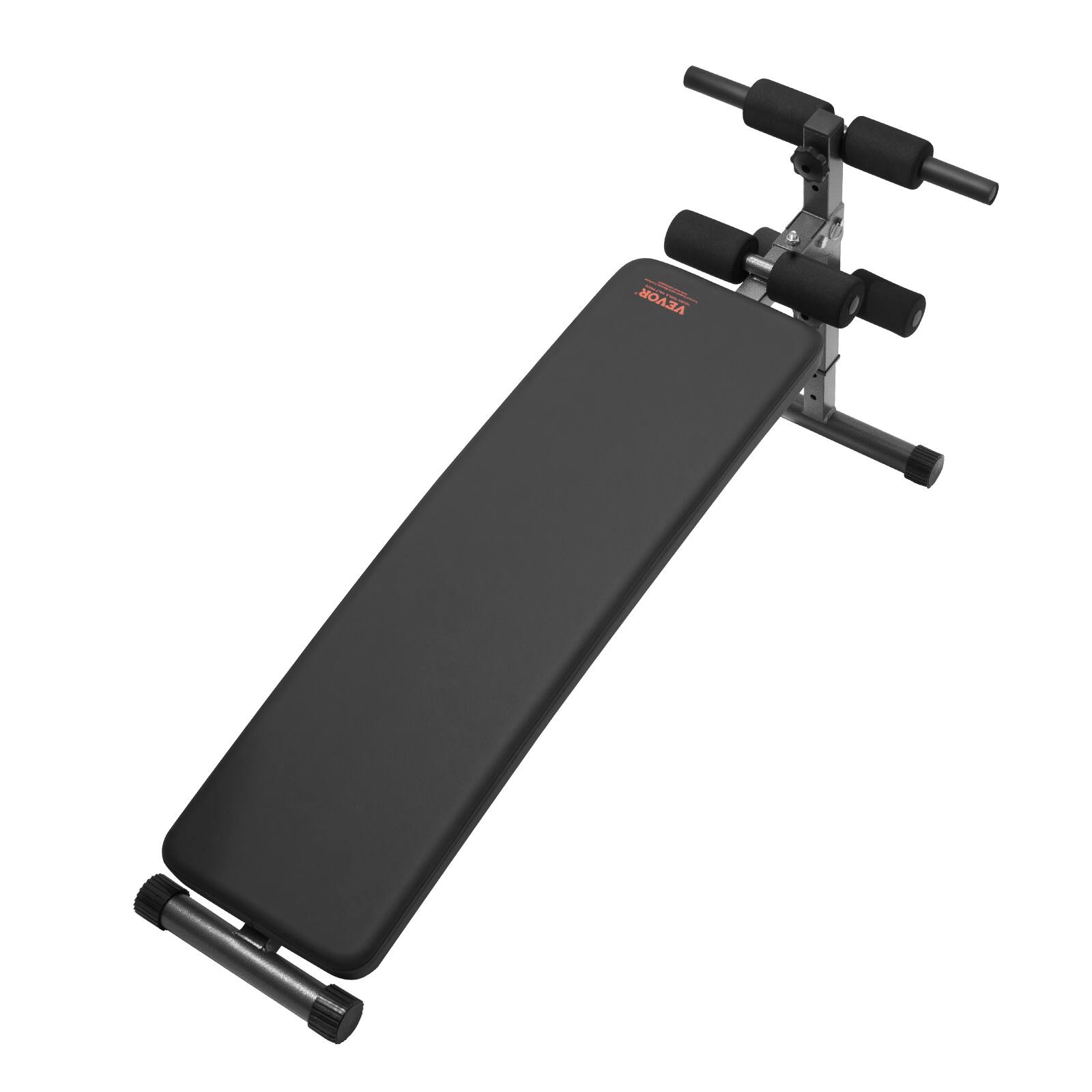 Alt View 5. VEVOR - Sit Up Bench, Folding Curved Decline Ab Bench, with 5 Adjustable Height Settings, Heavy-Duty Steel, Non-Slip Design - Black.
