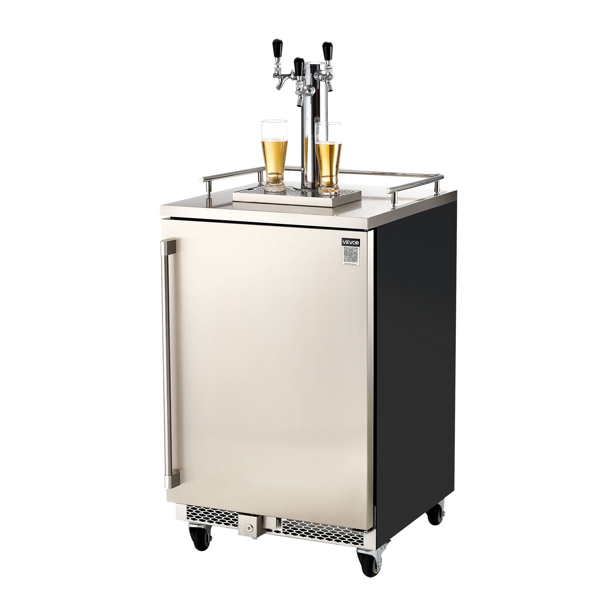 Alt View 5. VEVOR - Beer Kegerator, Triple Tap Commercial Draft Beer Dispenser for D system, Full Size Keg Refrigerator with 5lbs CO2 Tank - Silver.
