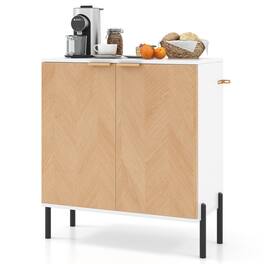 Gymax - 2-Door Buffet Cabinet Sideboard Cabinet w/ Shelf Metal Legs&Anti-Tipping Kits - Natural
