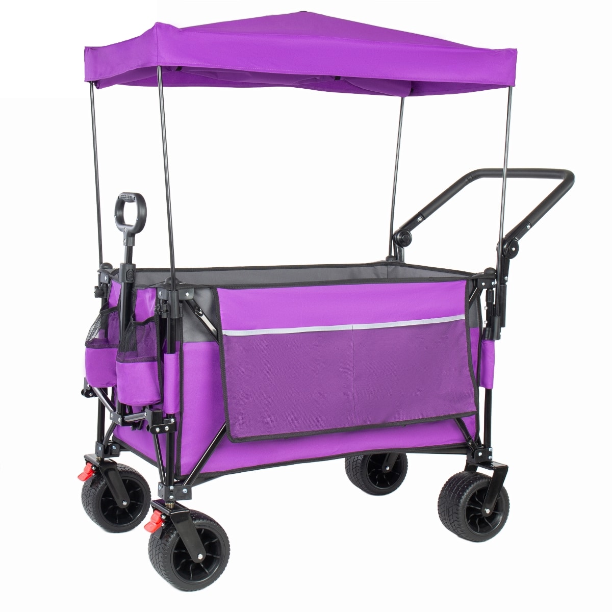 Loheer - Folding Wagon Cart with Removable Canopy, 480 lb Capacity and All Terrain Wheels