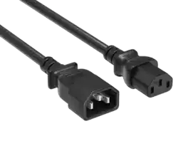 Cable Leader - Power Extension Cord, IEC C13 to C14 Fully Molded, 18 AWG 10A 250V for PDU, UPS, Monitor, Desktop PC - Black