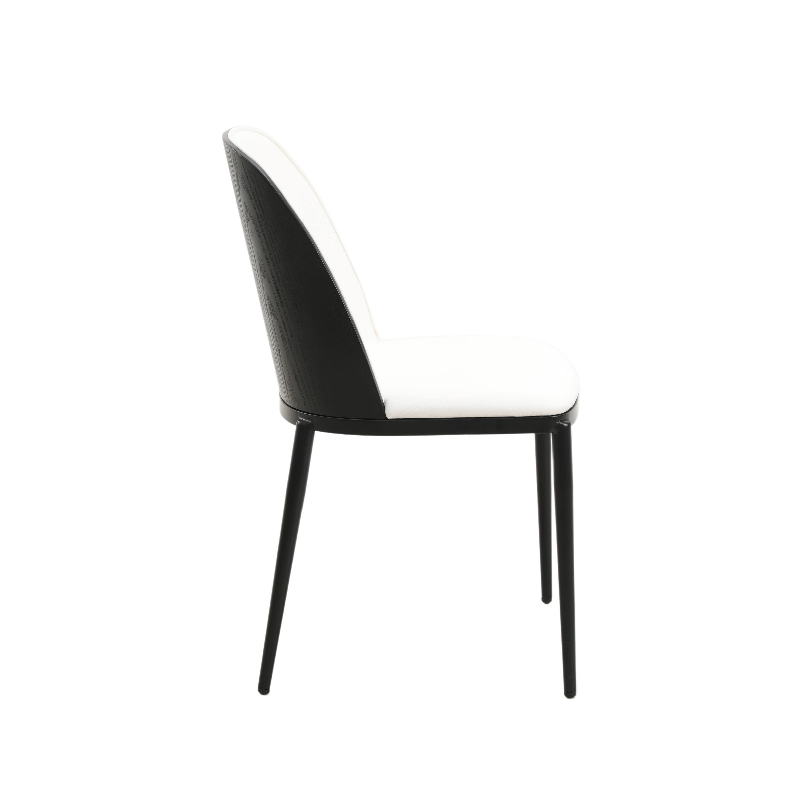 Alt View 4. LeisureMod - Tule 4-PCS Mid-Century Modern Fabric Dining Chair, Cushioned Kitchen Vanity Desk Chair with Heavy-Duty Metal Frame - Black/White.