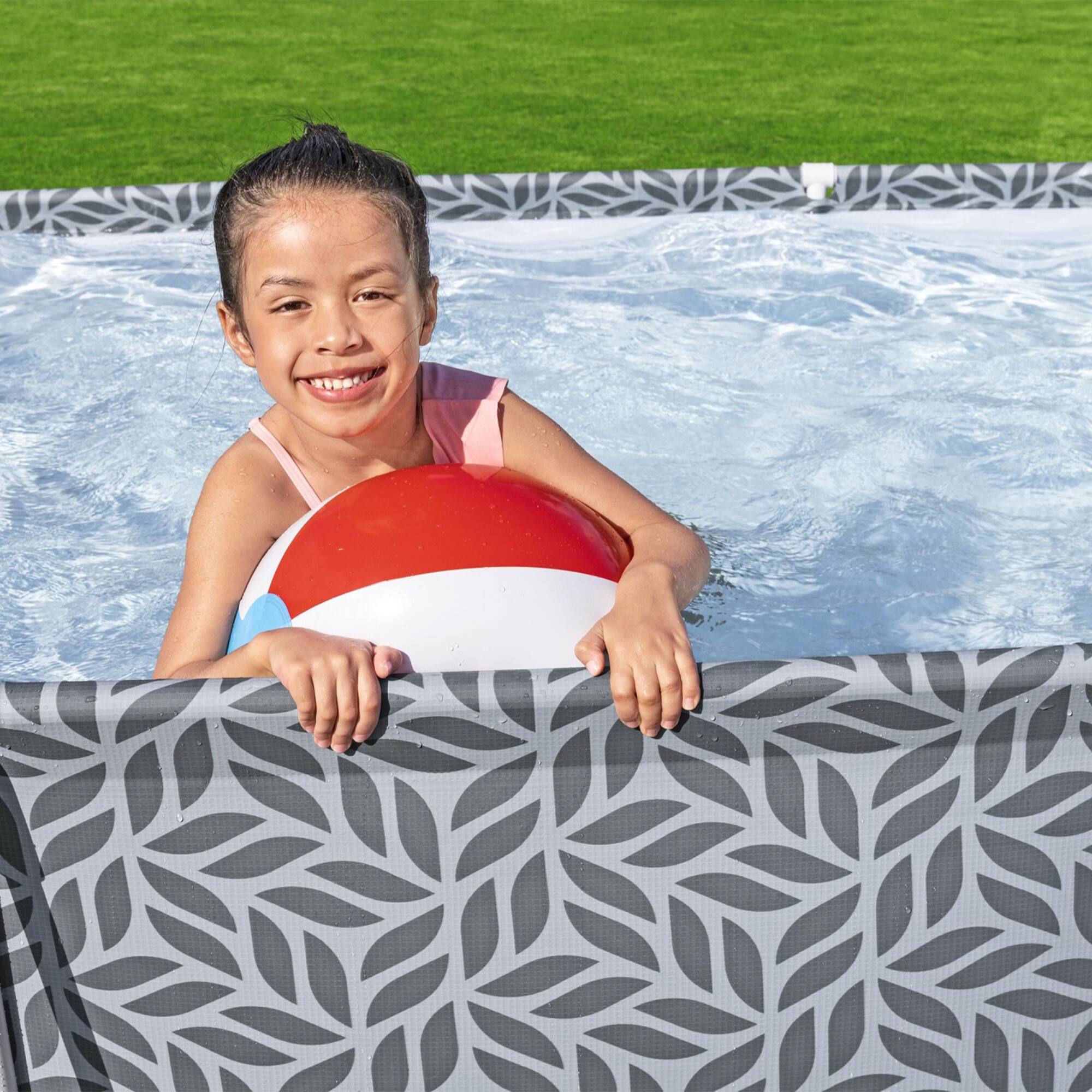 Alt View 2. Bestway - Bestway Steel Pro Rectangle Above Ground Swimming Pool Set, 12' x 6'7" x 26" - Gray.