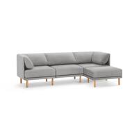Burrow - Contemporary Range 3-Seat Sofa with Attachable Ottoman - Stone Gray - Front_Zoom