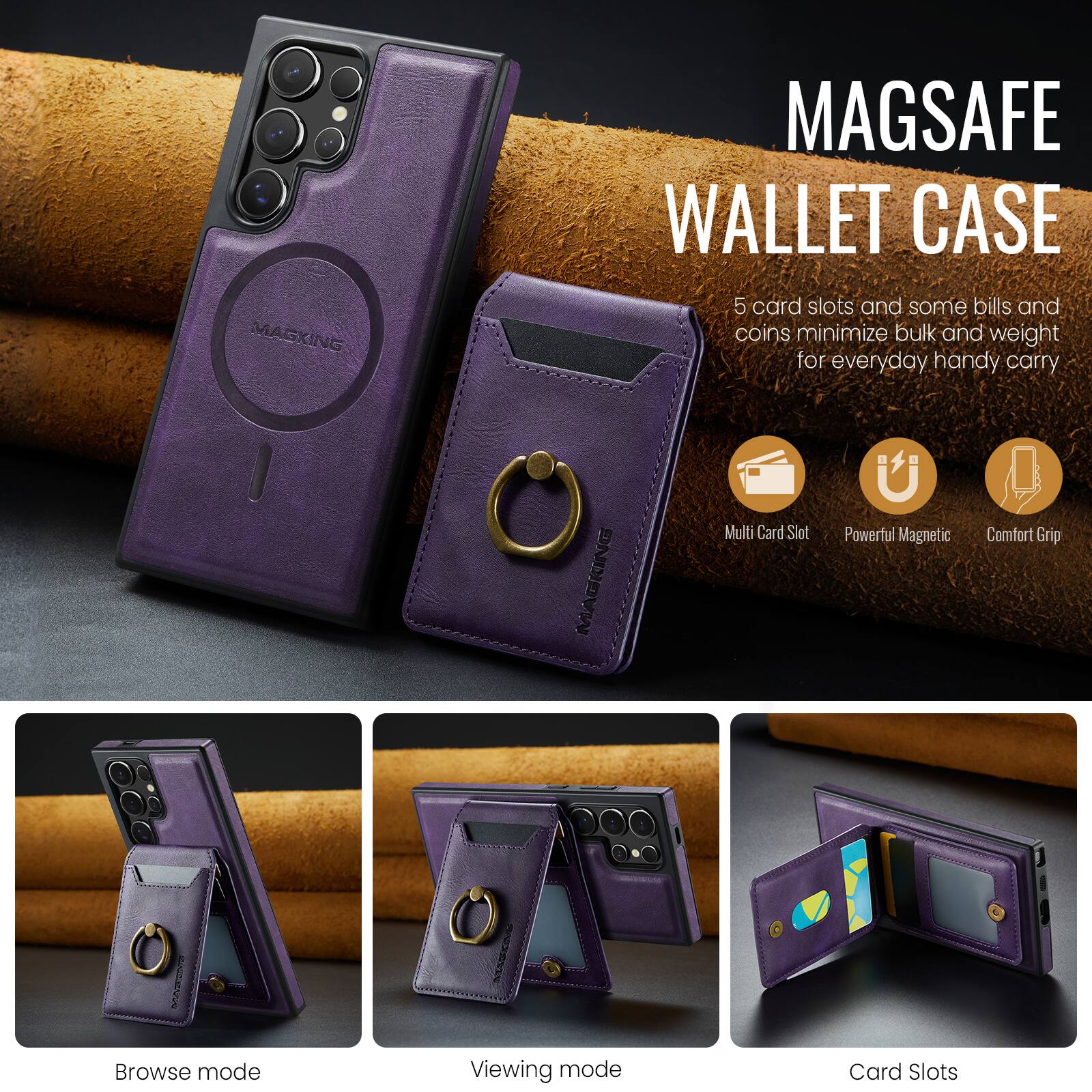 MAGSAFE WALLET CASE

5 card slots and some bills and coins minimize bulk and weight for everyday handy carry

Multi Card Slot
Powerful Magnetic
Comfort Grip

Browse mode
Viewing mode
Card Slots