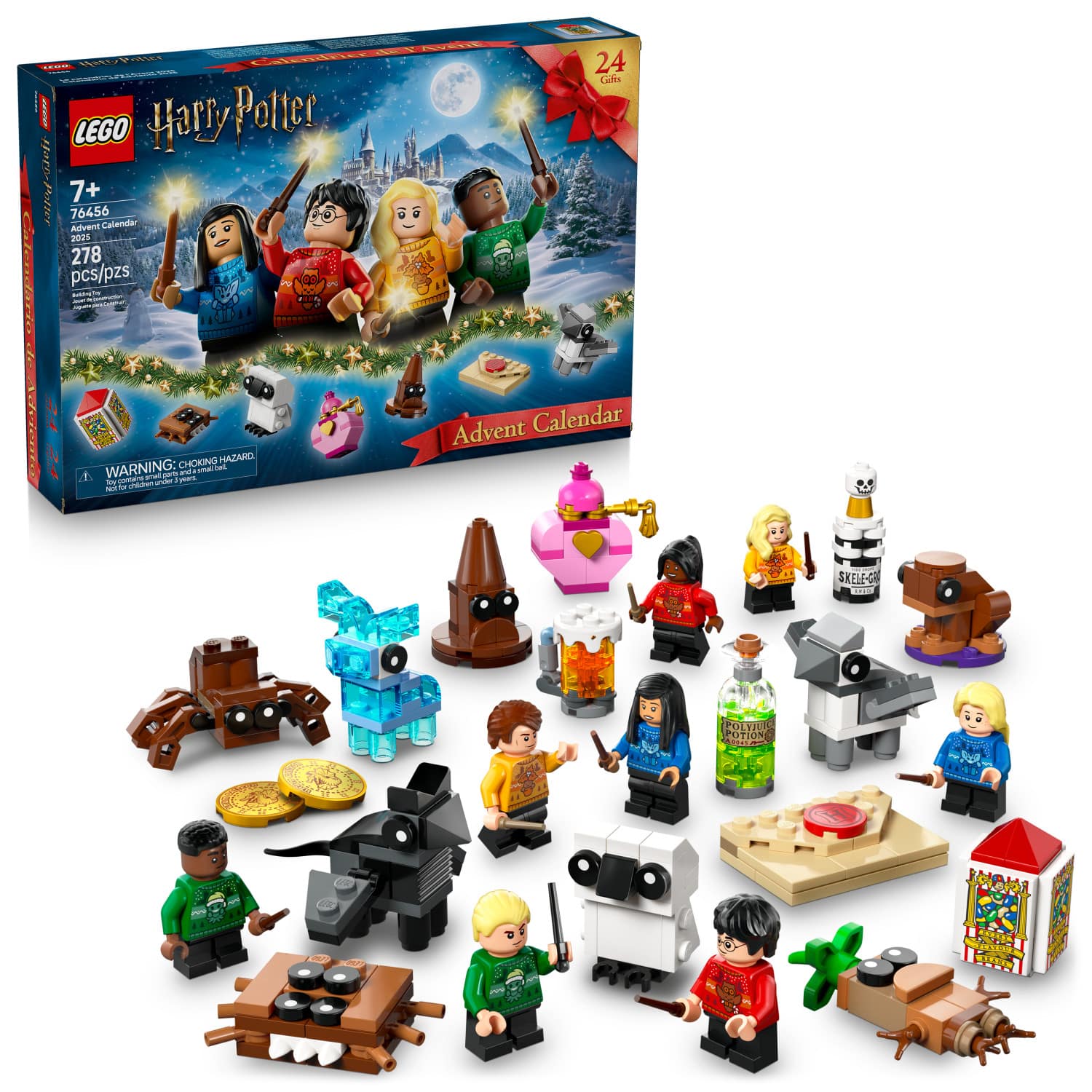 LEGO Harry Potter Advent Calendar
7+
76456
278 pcs/pzs
24 Gifts
WARNING: CHOKING HAZARD - Small parts. Not for children under 3 years.
Advent Calendar
Harry Potter LEGO Hattopalter 76456 7+ Calender Auvert 2028 278 PRE pcs/pzs adario
F - RFA deentu: f
HAZARD i n I umars
24 Calia DECELAAN Advent Calendar SKELE-CA SA DL 4 POLVJURS POTION