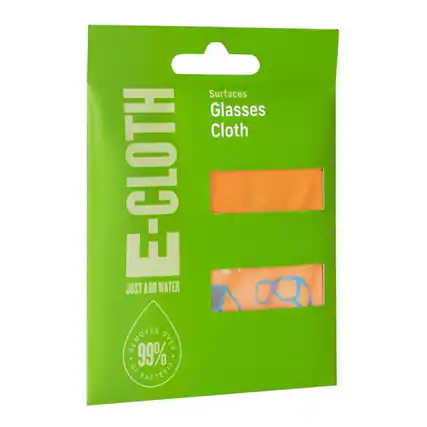 E-CLOTH
Surfaces
Glasses
Cloth
JUST ADD WATER
REMOVES OVER 99% OF BACTERIA