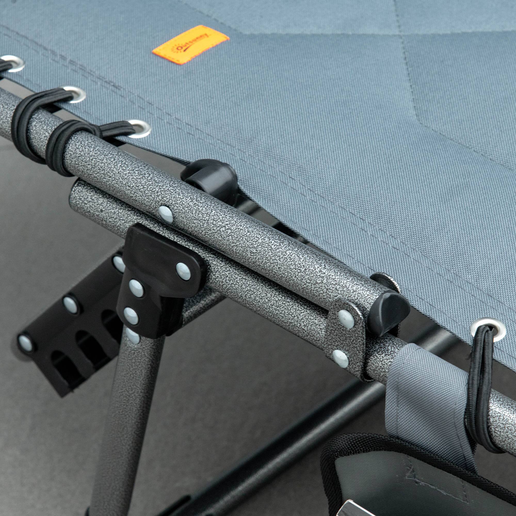 Alt View 7. Outsunny - Padded Folding Chaise Lounge Chair, Outdoor 6-Level Reclining Camping Tanning Chair with Headrest for Beach, Yard - Grey.