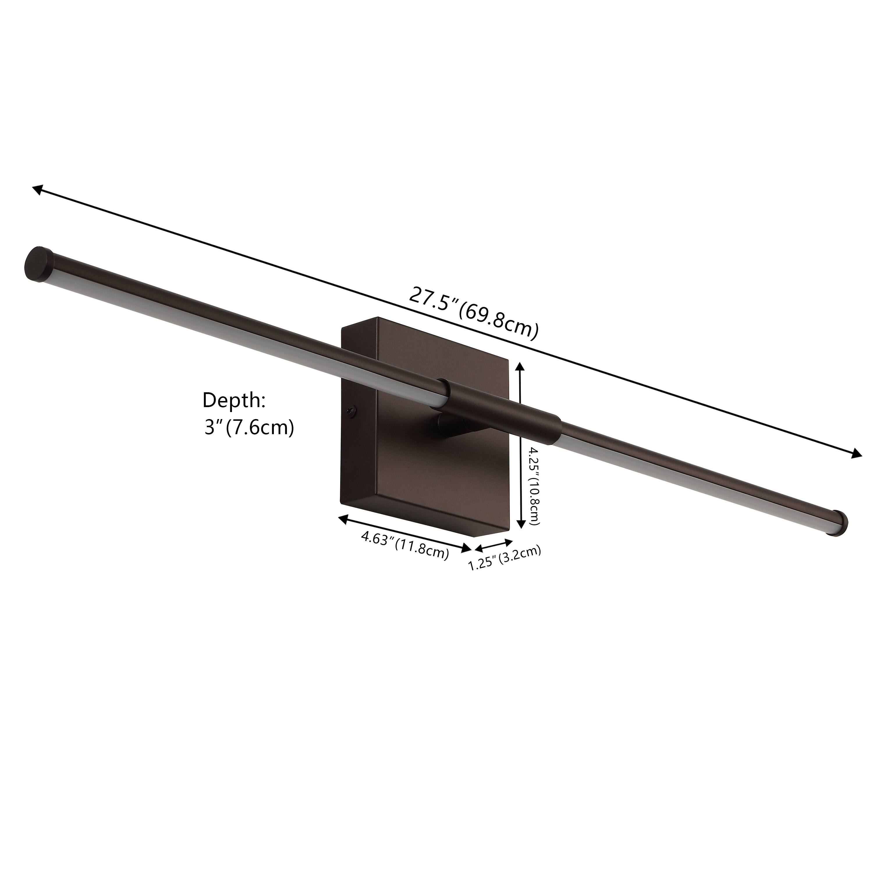 27.5" (69.8cm)  
Depth: 3" (7.6cm)  
4.25" (10.8cm)  
4.63" (11.8cm)  
1.25" (3.2cm)