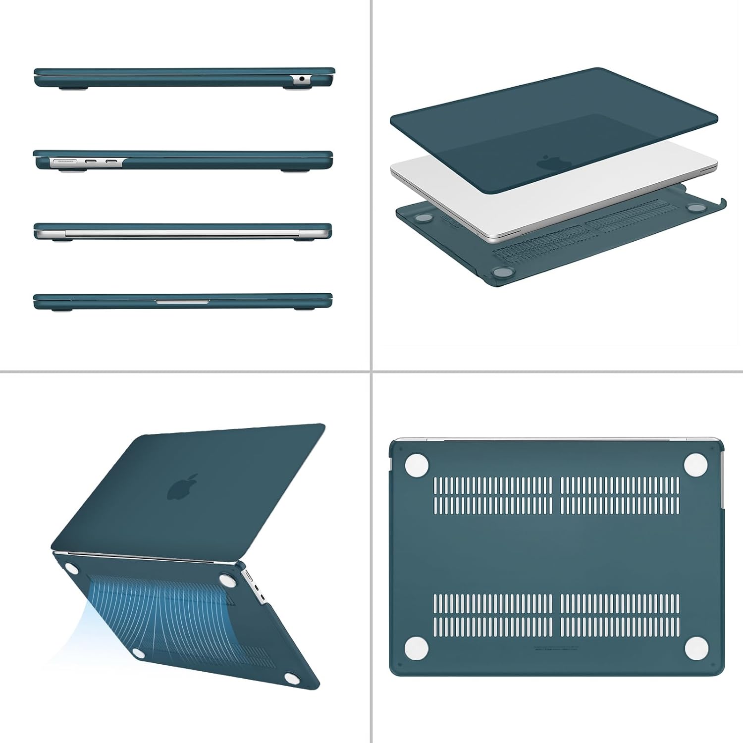 Alt View 1. mosiso - Laptop Case for MacBook Air 13 inch Case M5 A3449 M4 A3240 M3 A3113 M2 A2681 2022-2026 - Teal Green.