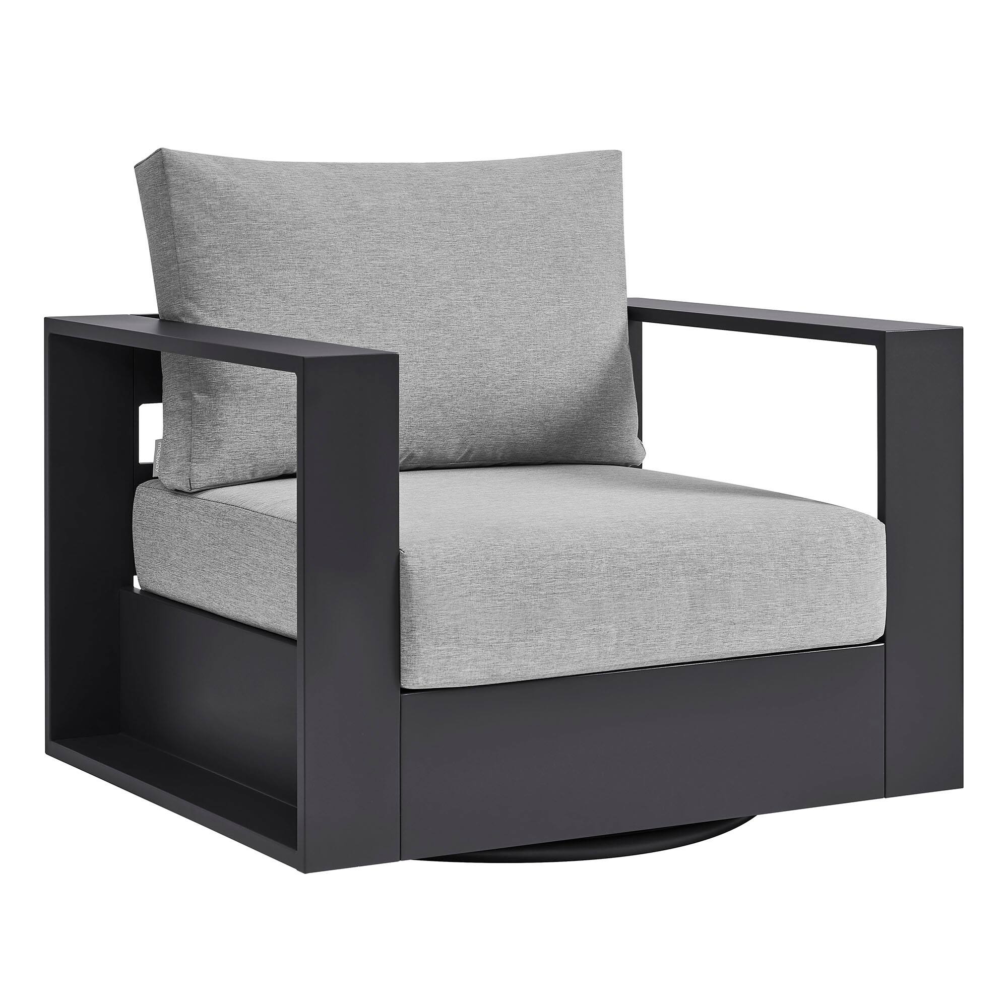 Angle. Modway - Tahoe Outdoor Powder-Coated Aluminum Swivel Armchair by Modway - Gray Gray.