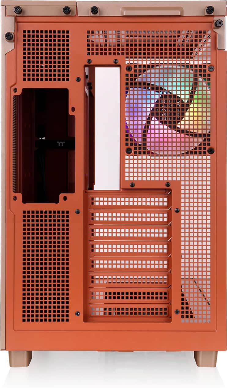 Alt View 3. Thermaltake - View 380 XL TG ARGB Dual-Chamber Chassis with Hidden-Connector Motherboard Support ATX Mid Tower PC Case - Gravel Sand.