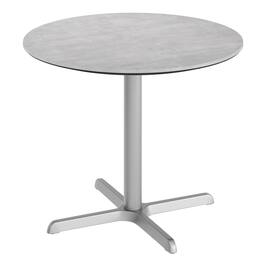 Emma + Oliver - PureShield Indoor Outdoor Tabletop with Seam-Free Surface Innovation and Cast Iron Bistro Table Base - Gray Faux Concrete/Silver Base