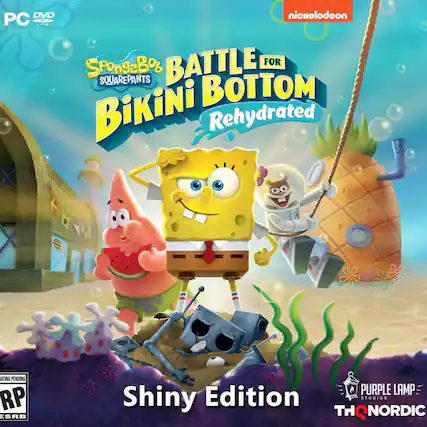 PC DVD ROM
SpongeBob SquarePants
Battle for Bikini Bottom: Rehydrated
Shiny Edition
Nickelodeon
Rating Pending RP ESRB
Purple Lamp Studios
THQ Nordic - RP (Rating Pending)