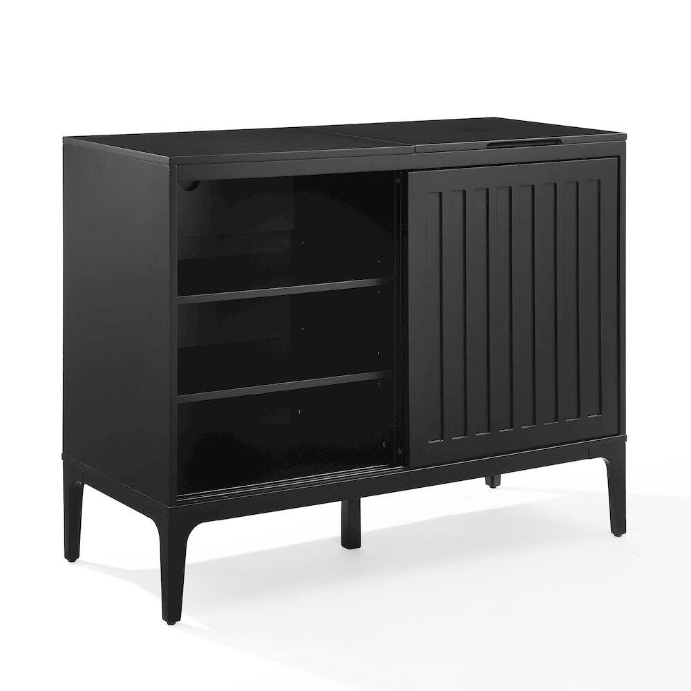 Alt View 1. Crosley Furniture - Asher Large Record Player Cabinet With Vinyl Storage - Matte Black.
