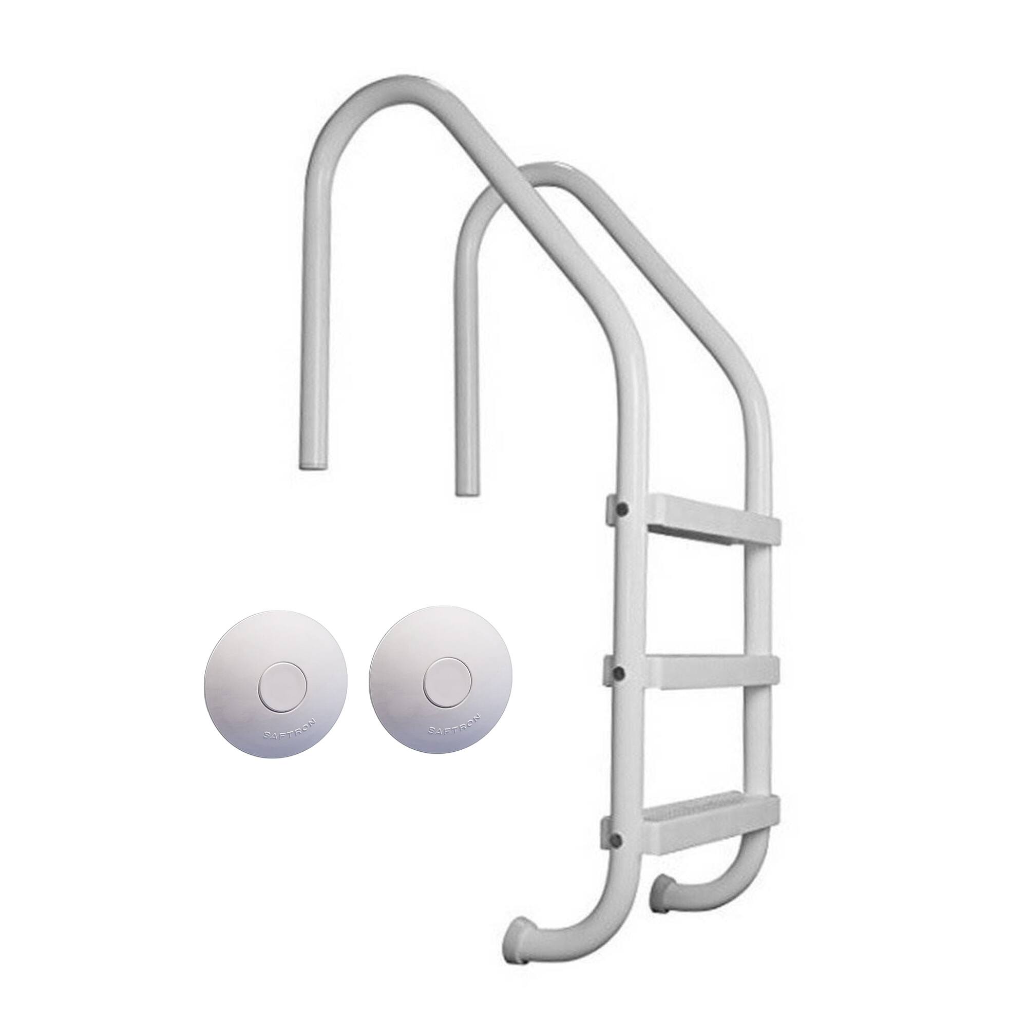 Saftron - 3 Step Inground Pool Ladder & Ladder & Rail Anchor Socket Cover, 2 Pack - White price history on PriceWatchPro