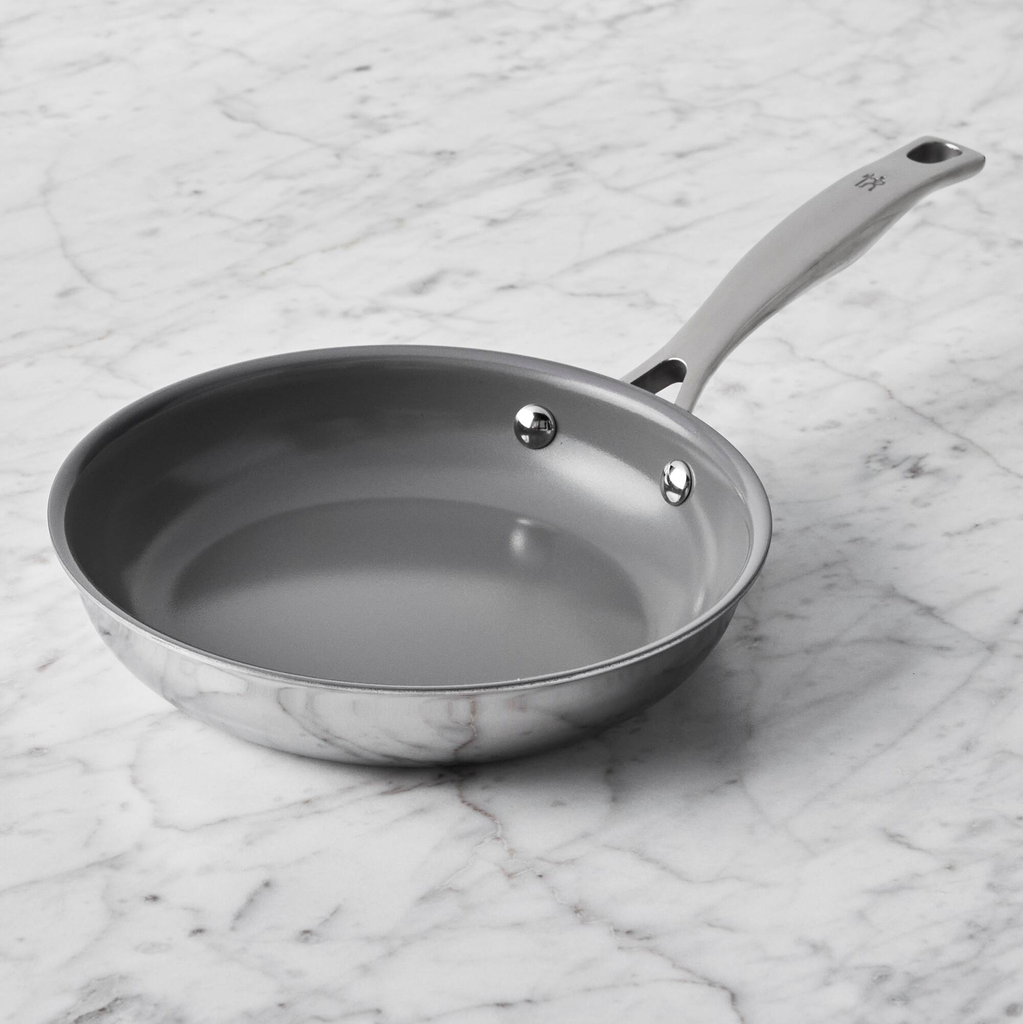 Alt View 4. Henckels - Henckels Clad H3 8-inch Stainless Steel Ceramic Nonstick Fry Pan - Stainless Steel.
