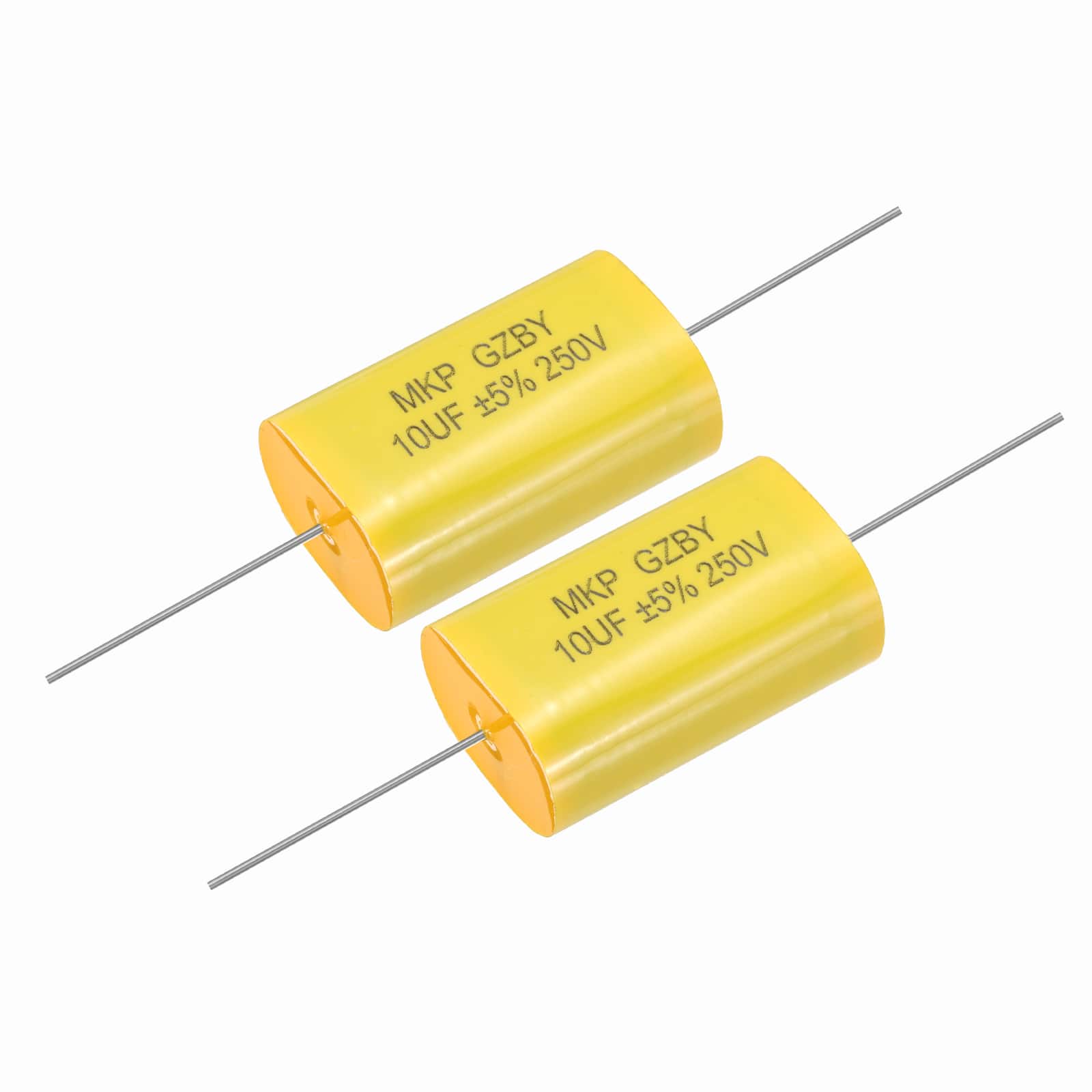 Unique Bargains - 2pcs 10uF Frequency Divider Capacitor, 250V Audio Speaker Crossover Non-Polarity Polypropylene MKP Film Capacitor - Yellow price history on PriceWatchPro