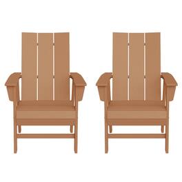WestinTrends - Ashore Outdoor Patio HDPE Plastic Modern Adirondack Dining Chairs (Set of 2) - Teak