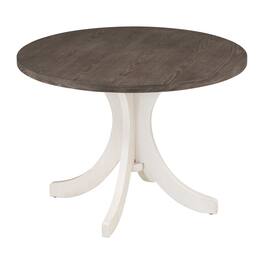 Manhattan Lane - Aria Dining Table, 47 Inch Round Walnut Brown Top, White Flared Base - White, Dark Walnut Brown