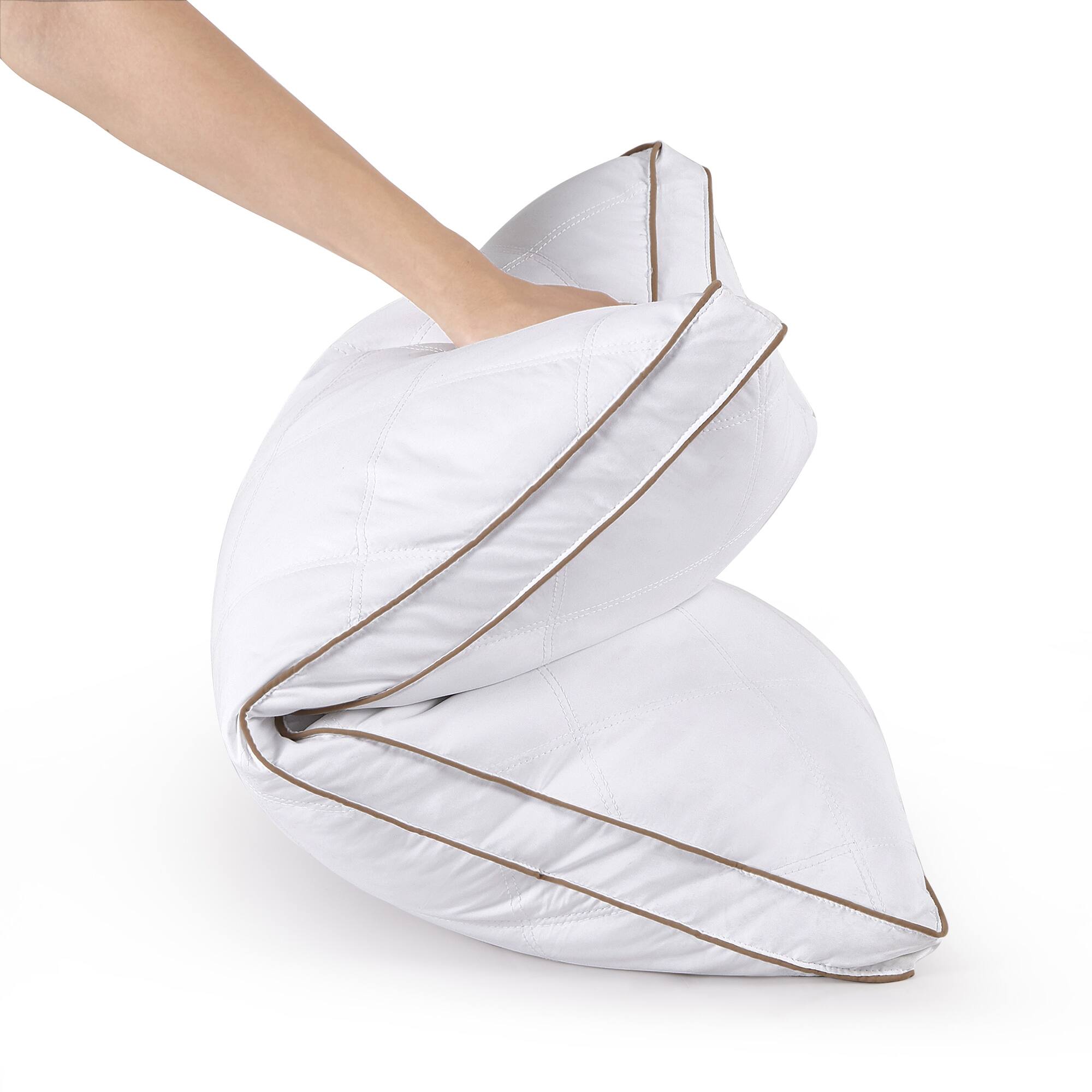 Alt View 1. Peace Nest - Peace Nest Set of 2 Goose Feather and Down Gusseted Bed Pillow with Diamond Quilting Breathable Cover - White.