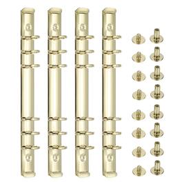 Unique Bargains - 4 Sets 6-Hole Ring Binder, A5 20mm Book Binding Kit Planner Maker Binder Ring Clip Mechanisms with Screw - Gold