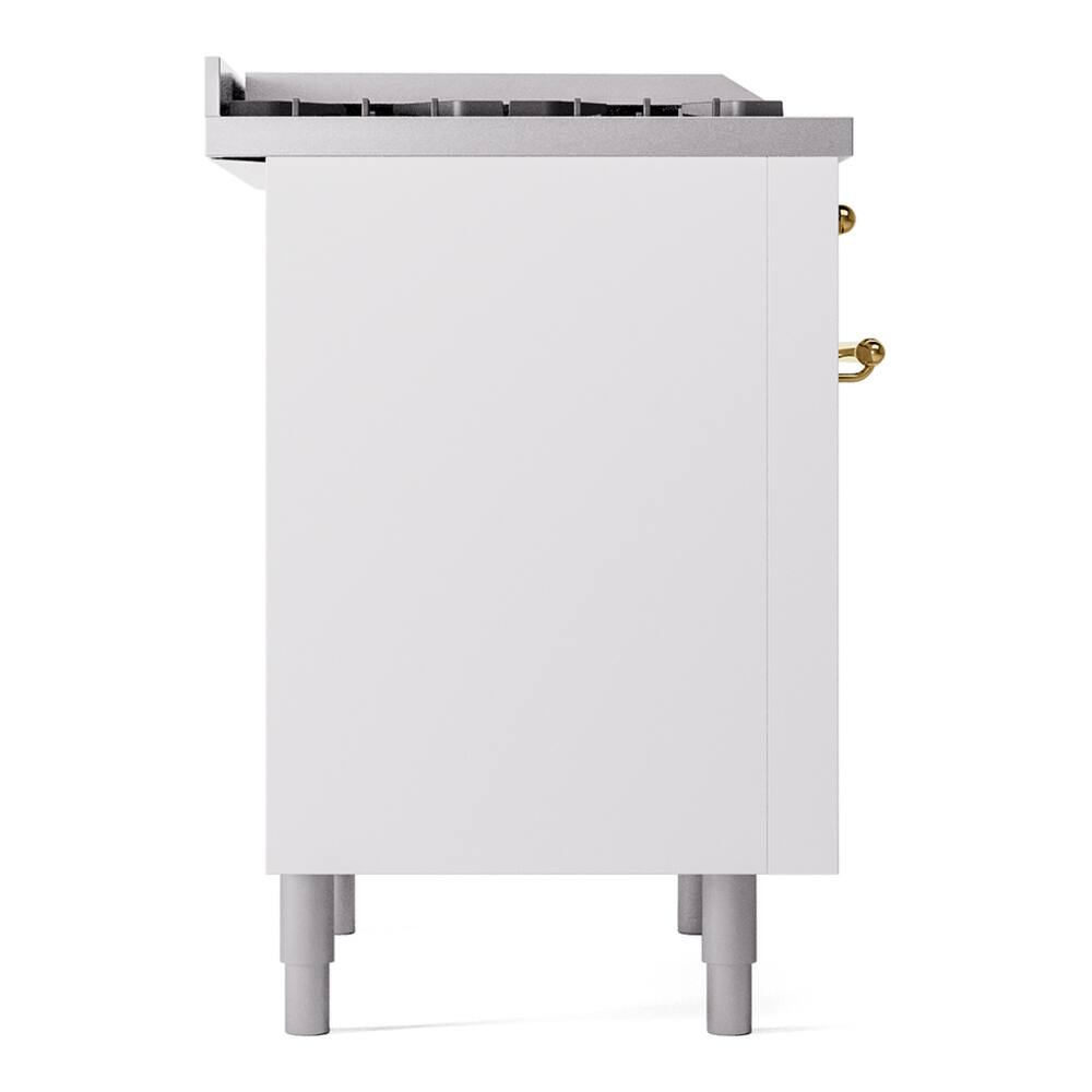 Alt View 9. ILVE - ILVE Nostalgie II Series 36 in. Dual Fuel Range with 6 Sealed Burners + Griddle (Liquid Propane, Brass Trim) - White.