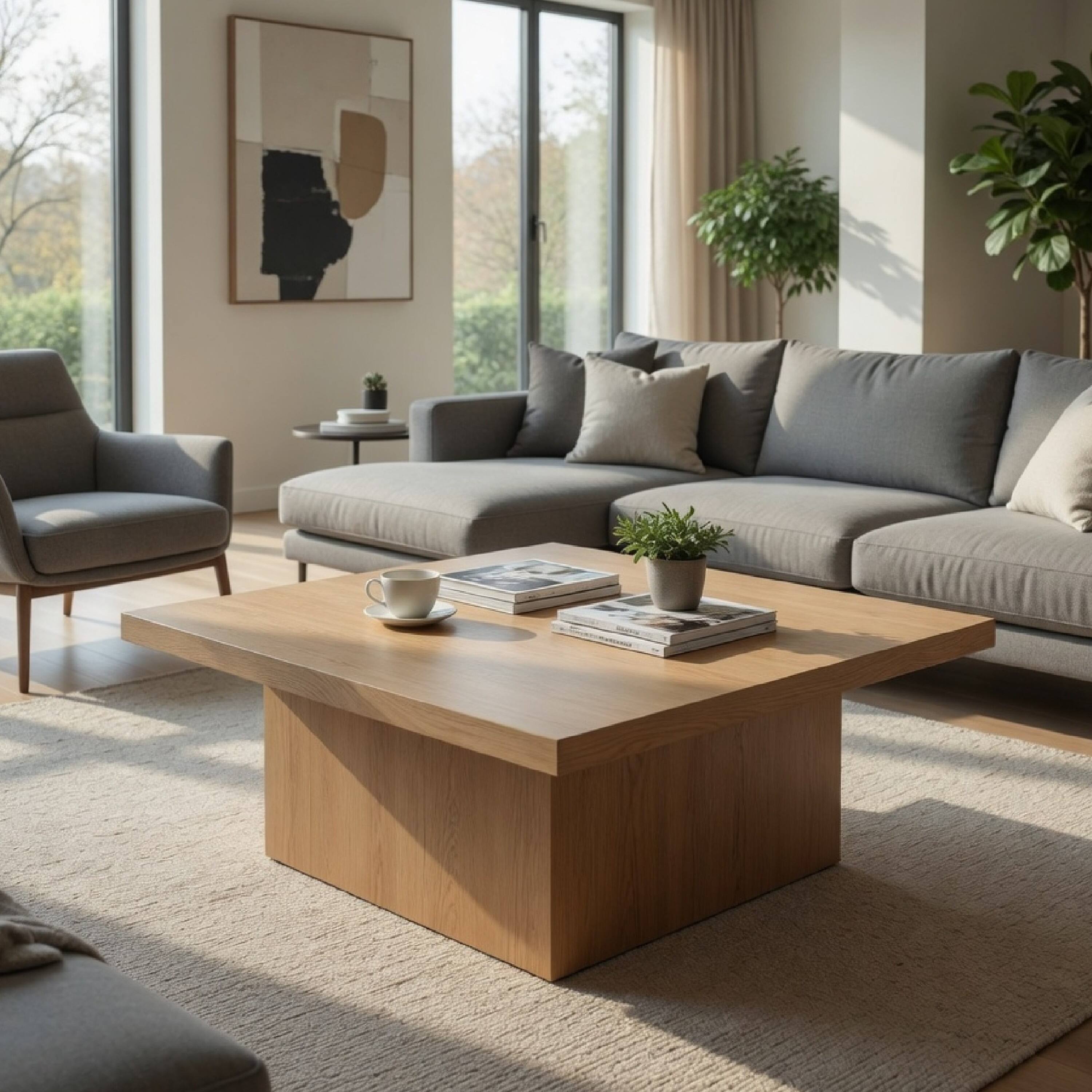 Alt View 7. Manhattan Lane - Darla Square Cocktail Coffee Table, Pedestal Base, Wood 36 Inch - Latte Brown.