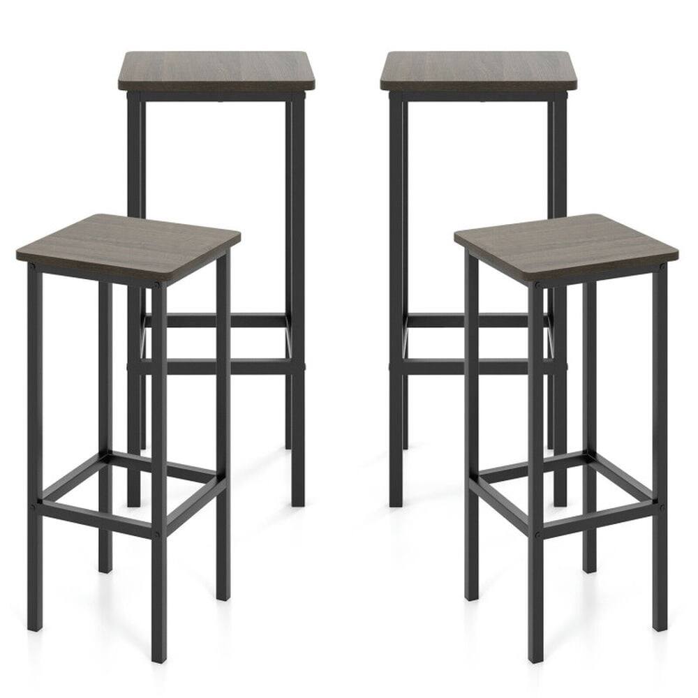 Alt View 2. Kadyn - 4-Pc Set Bar Stool Set 26 In Bar Chair with Metal Legs and Footrest-Gray, for Kitchen Island - Brown.