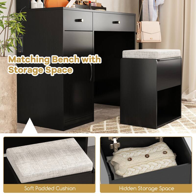 Matching Bench with Storage Space  
Soft Padded Cushion  
Hidden Storage Space
