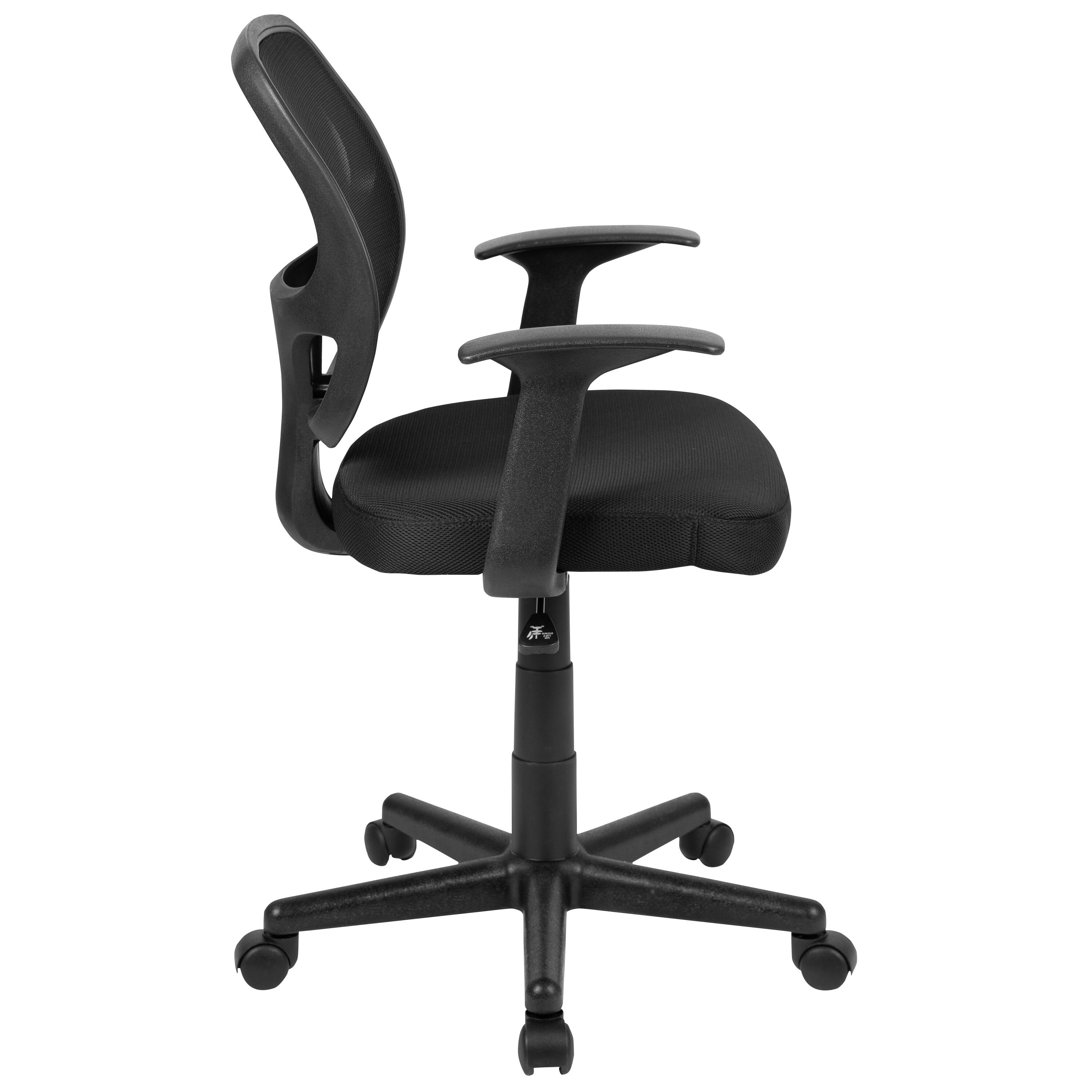 Alt View 6. Emma + Oliver - Mid-Back Mesh Swivel Ergonomic Task Office Chair - Arms - Black.