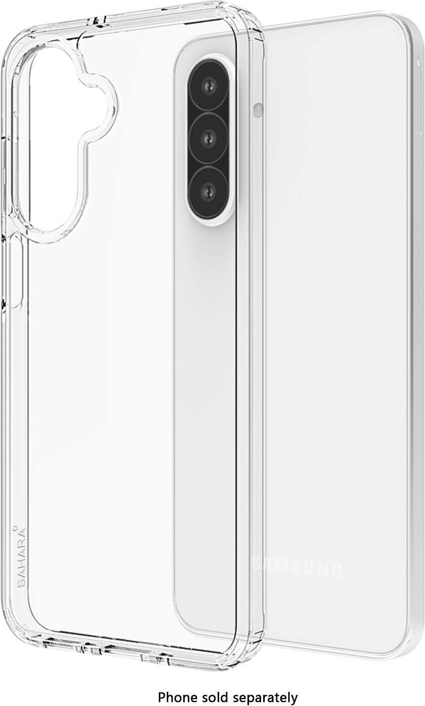 The image shows a Samsung phone case that is sold separately. The case is clear and made of plastic, providing protection for the phone. The case is designed to fit the Samsung phone, and it is available for purchase.