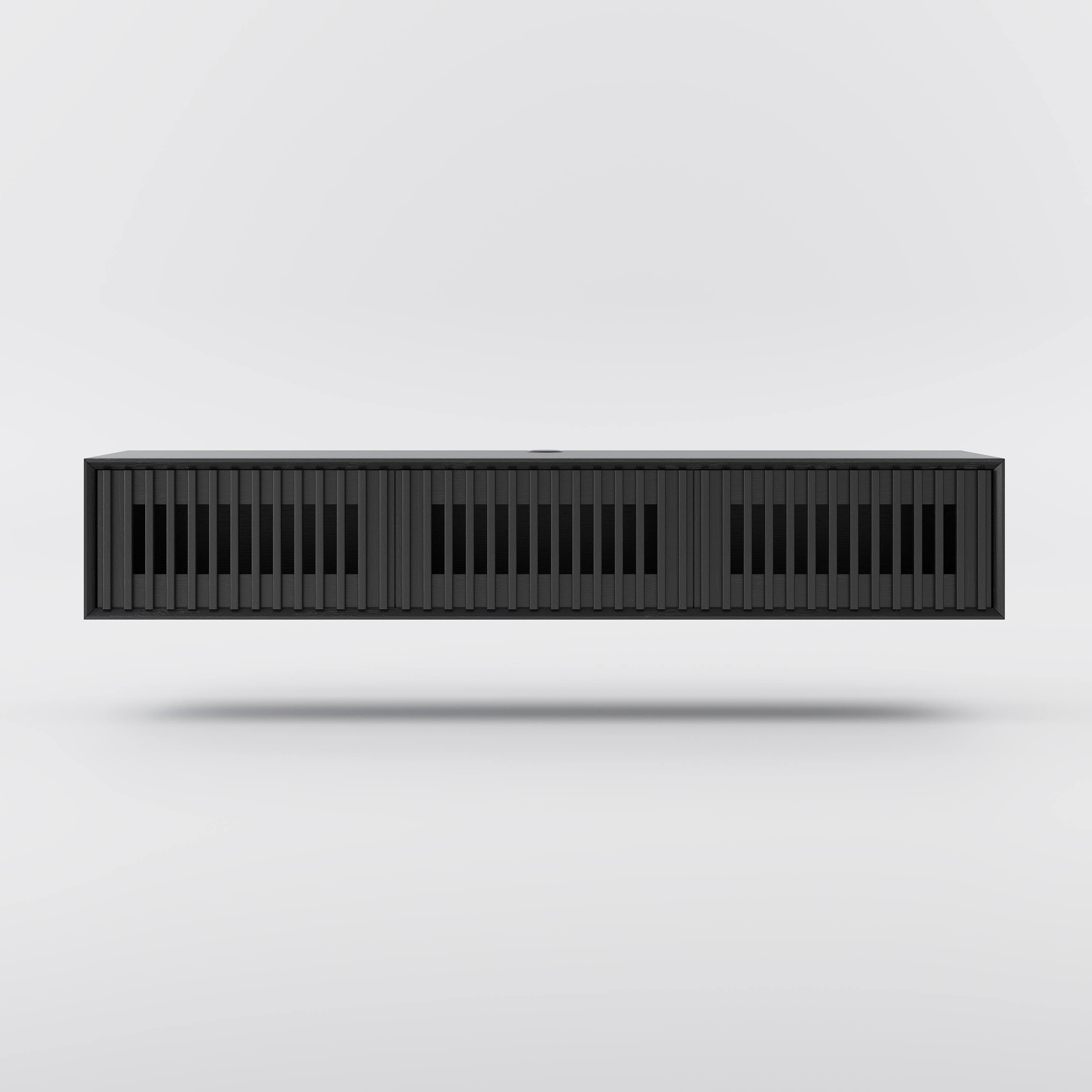 Alt View 5. POVISON - 63" Black Floating TV Stand, Modern Minimalist, Four Drawers, Fully-Assembled - Black.
