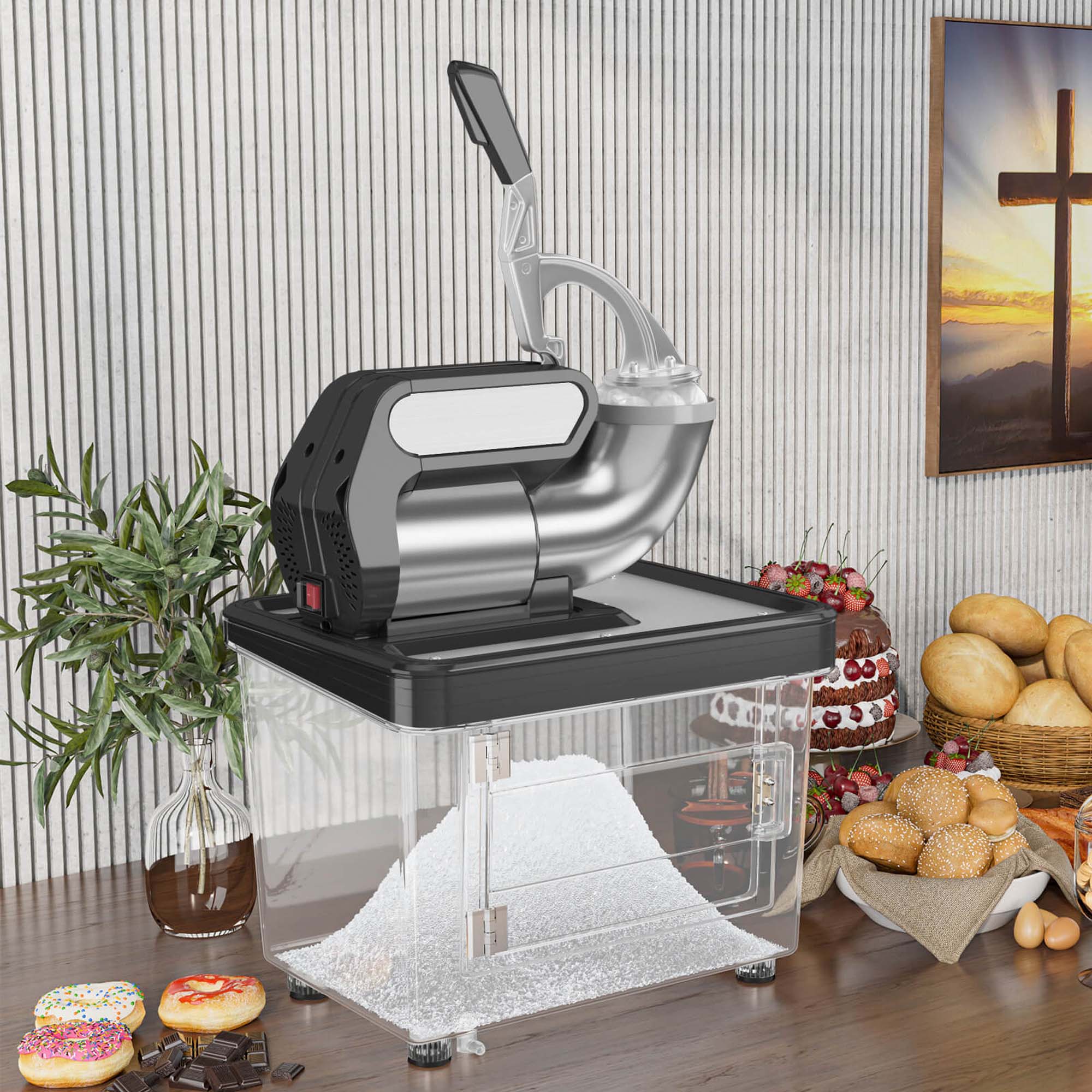 Angle. Costway - 660 lb/H Commercial Ice Crusher with Dual Blades Safety On/Off Switch for Home - Black.