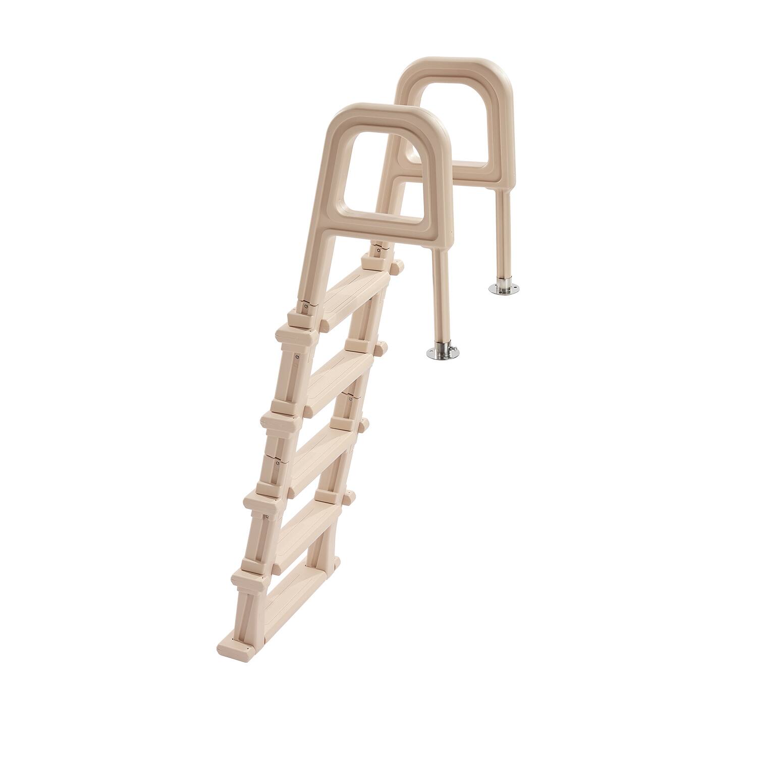 Alt View 5. VEVOR - Swimming Pool Ladder, Inclined 5-Step Double Handrails Stair, Non-slip Heavy Duty Step, Load Capacity 300 lb - Taupe.