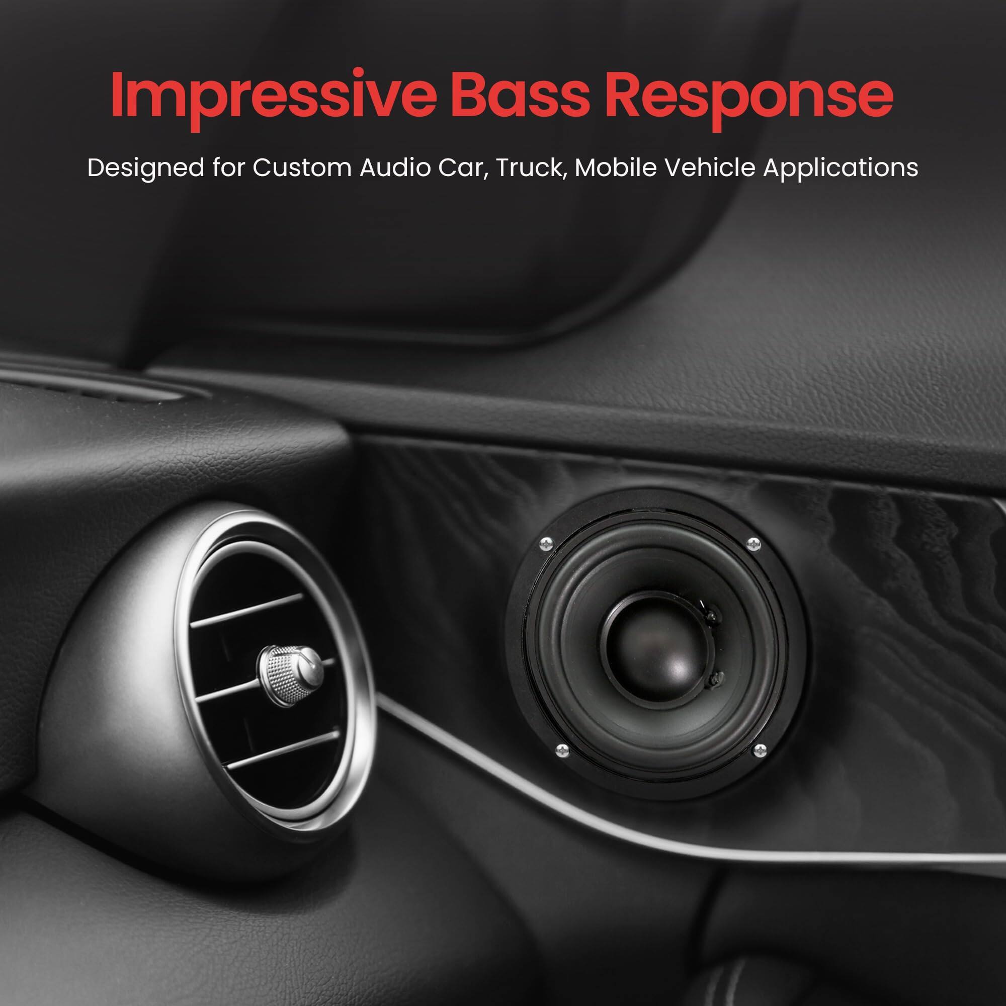 Impressive Bass Response  
Designed for Custom Audio Car, Truck, Mobile Vehicle Applications