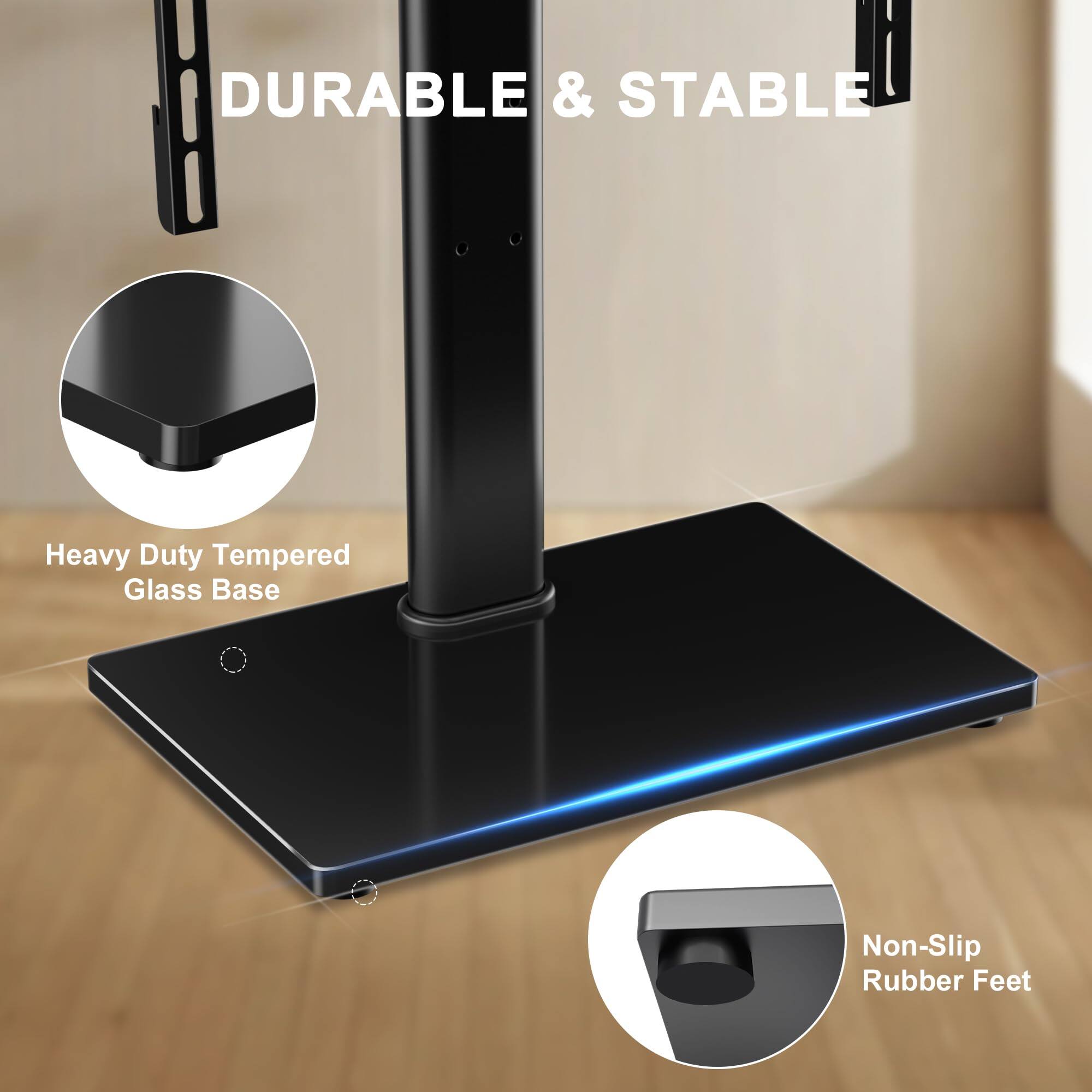 DURABLE & STABLE

Heavy Duty Tempered Glass Base

Non-Slip Rubber Feet