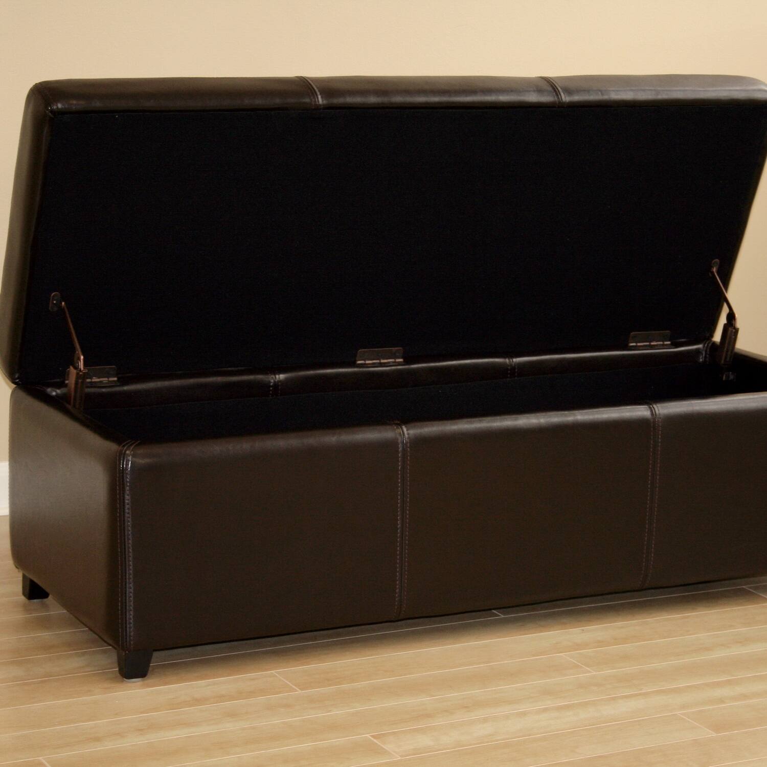 Baxton Studio - Full Leather Small Storage Cube Ottoman - Dark Brown price history on PriceWatchPro