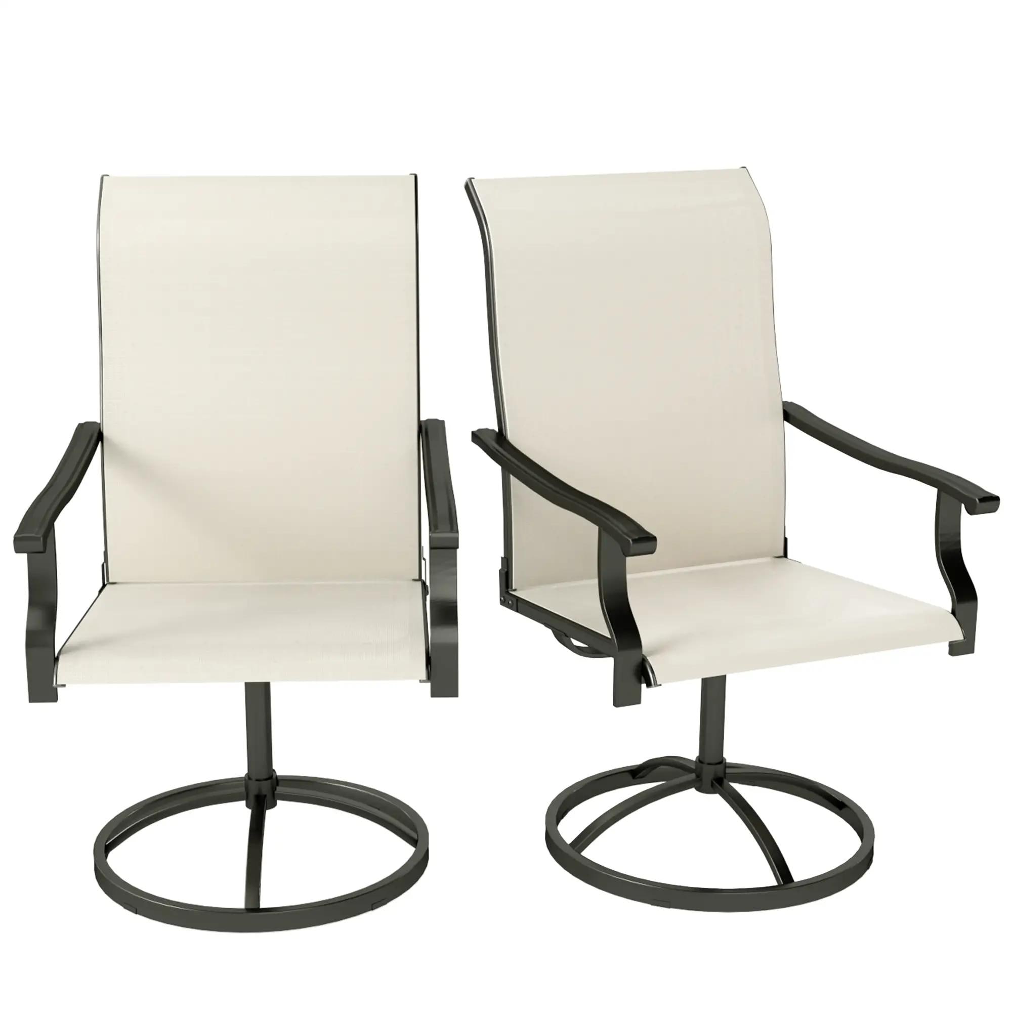Alt View 7. Resenkos - Resenkos Swivel Chairs Set, High-Back All-Weather Mesh Dining, Outdoor Backyard Garden, Comfortable Seating,Beige - Beige.