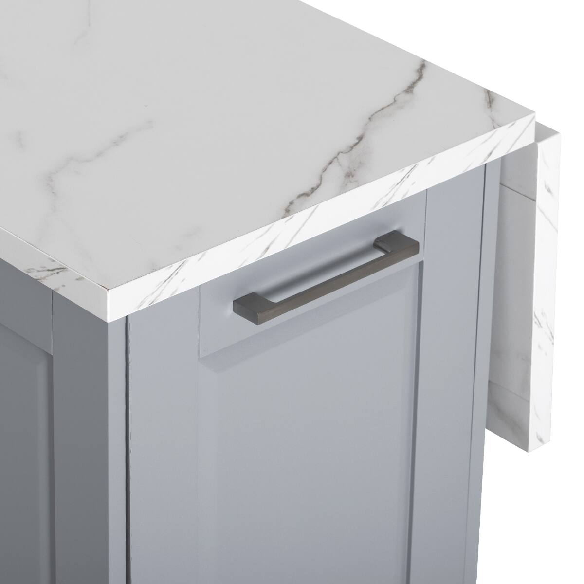 Alt View 4. Loheer - Loheer 50.7" Kitchen Island with Tilt Trash Can Cabinet, Rolling Kitchen Island with Drop Leaf, Grey Blue Kitchen Cart - Grey Blue.