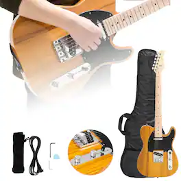 Winado - 39" GTL Electric Guitar for Music Lover, SS Pickups Maple Fingerboard with Accessories Pack Guitar Bag